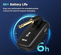 Vista 4 de Vangoa Sistema de guitarra inalámbrica con estuche de almacenamiento, audio recargable de 2.4 GHz, guitarra inalámbrica con enchufe silencioso, 4