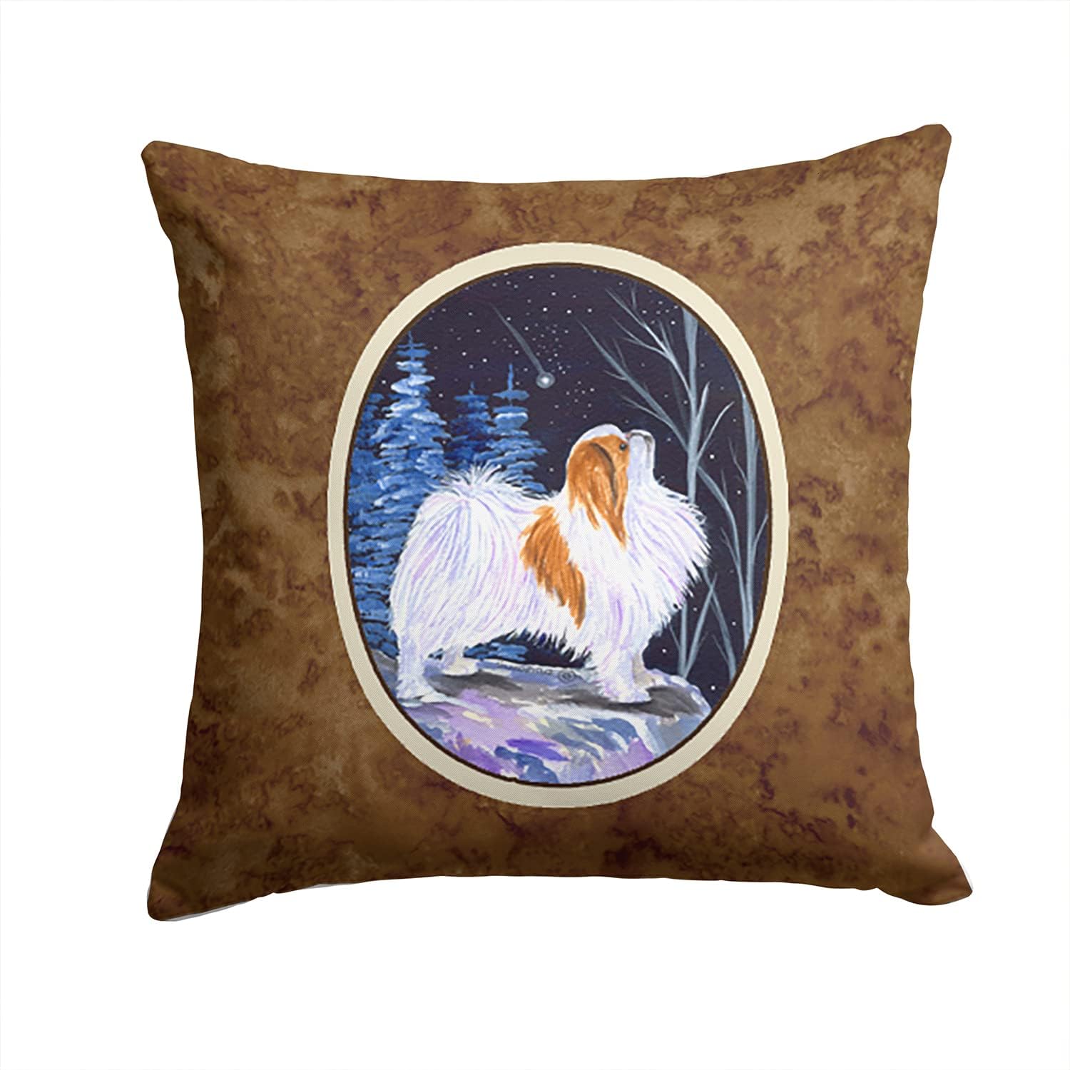 Caroline's Treasures SS8363PW1414 Starry Night Japanese Chin Fabric Decorative Pillow Machine Washable, Indoor Outdoor Decorative Pillow for Couch, Bed or Patio, 14Hx14W