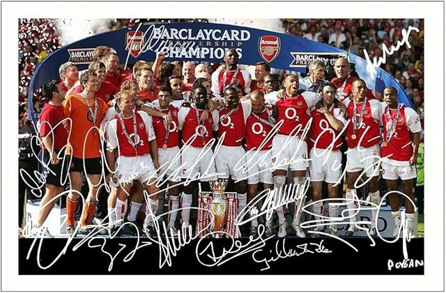 Arsenal Invincibles Team Multi Signed 12x8 Inch Photo Print Pre Printed Signature Football Autograph Gift