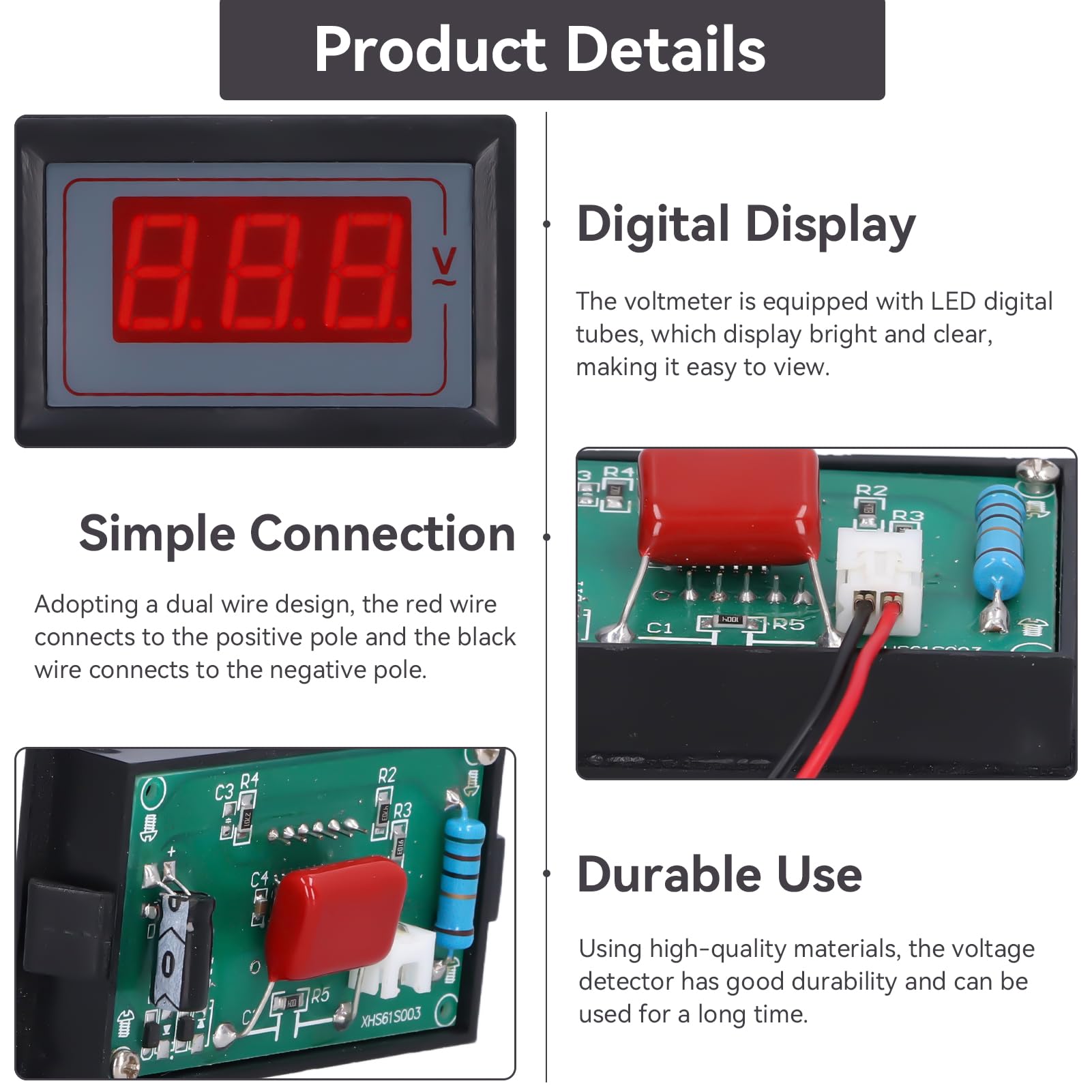 Digital Volt Amp Meter – 500V 200A Dual Display LED Voltage Current Tester (3 Pack)