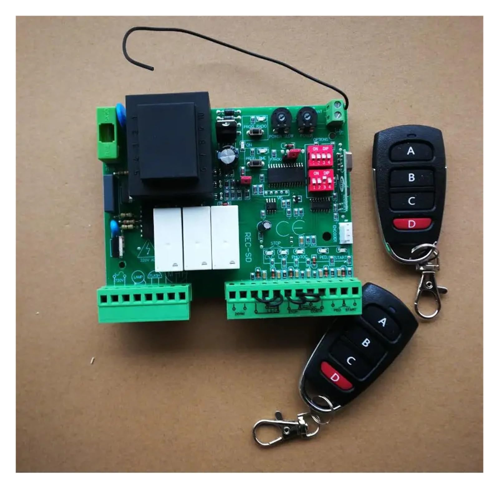 Mjfvn 2 Remote Gate Motor Controller Circuit Board Electronic Card For Sliding Gate Opener 220V Ac Model 433.92Mhz(2 Remote)
