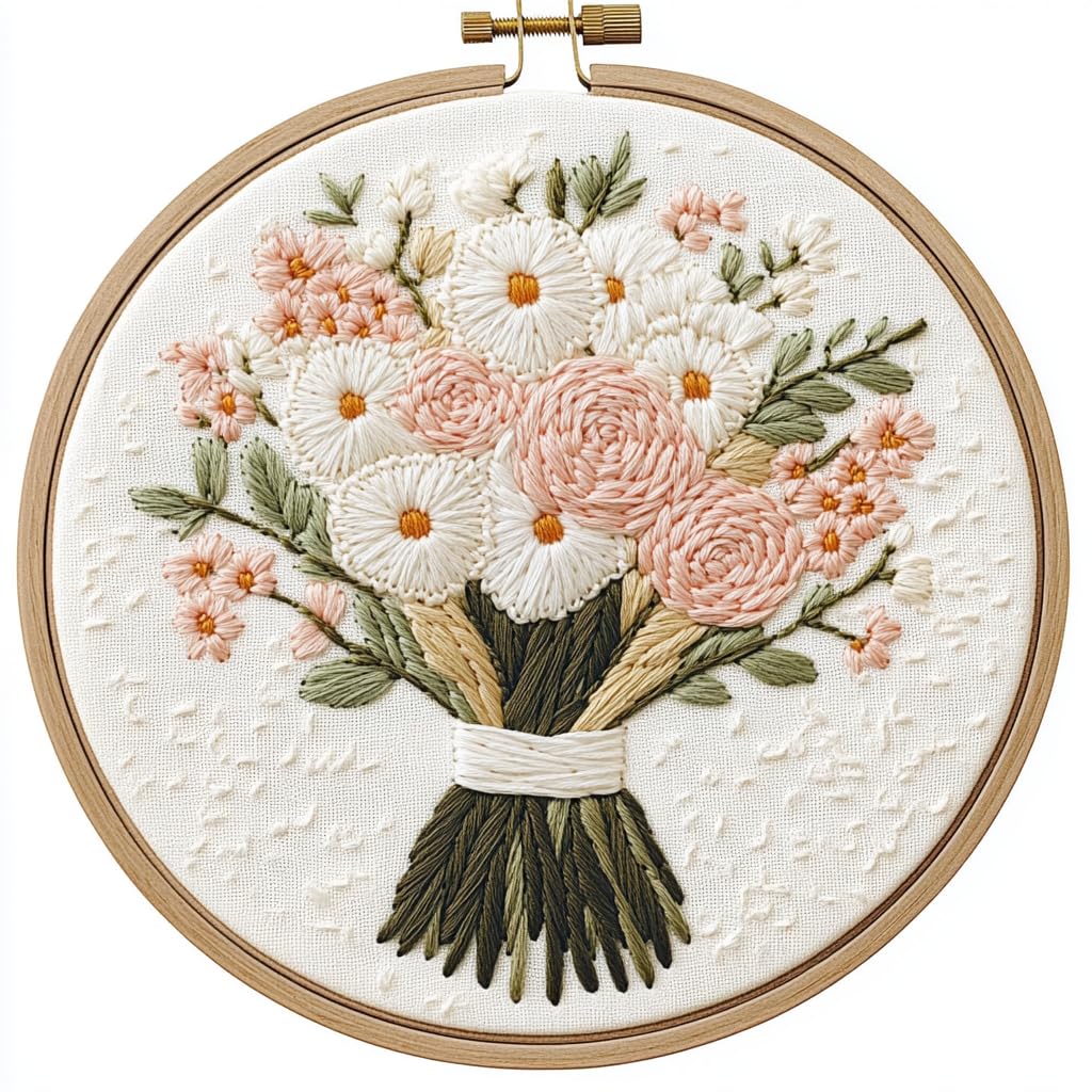 Punch Needle kit for Beginners, Punch Stitching kit for Adults, Needle Punch Kits for Adults – DIY Embroidery Set with Beautiful Bouquet Design for Creative Home Decor — image 1