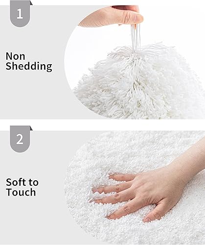 Miniatura 4 de Alfombra larga para suelo de baño de 24 x 70 pulgadas, color blanco antideslizante, esponjosa, lavable, absorbente, para ducha y lavabo