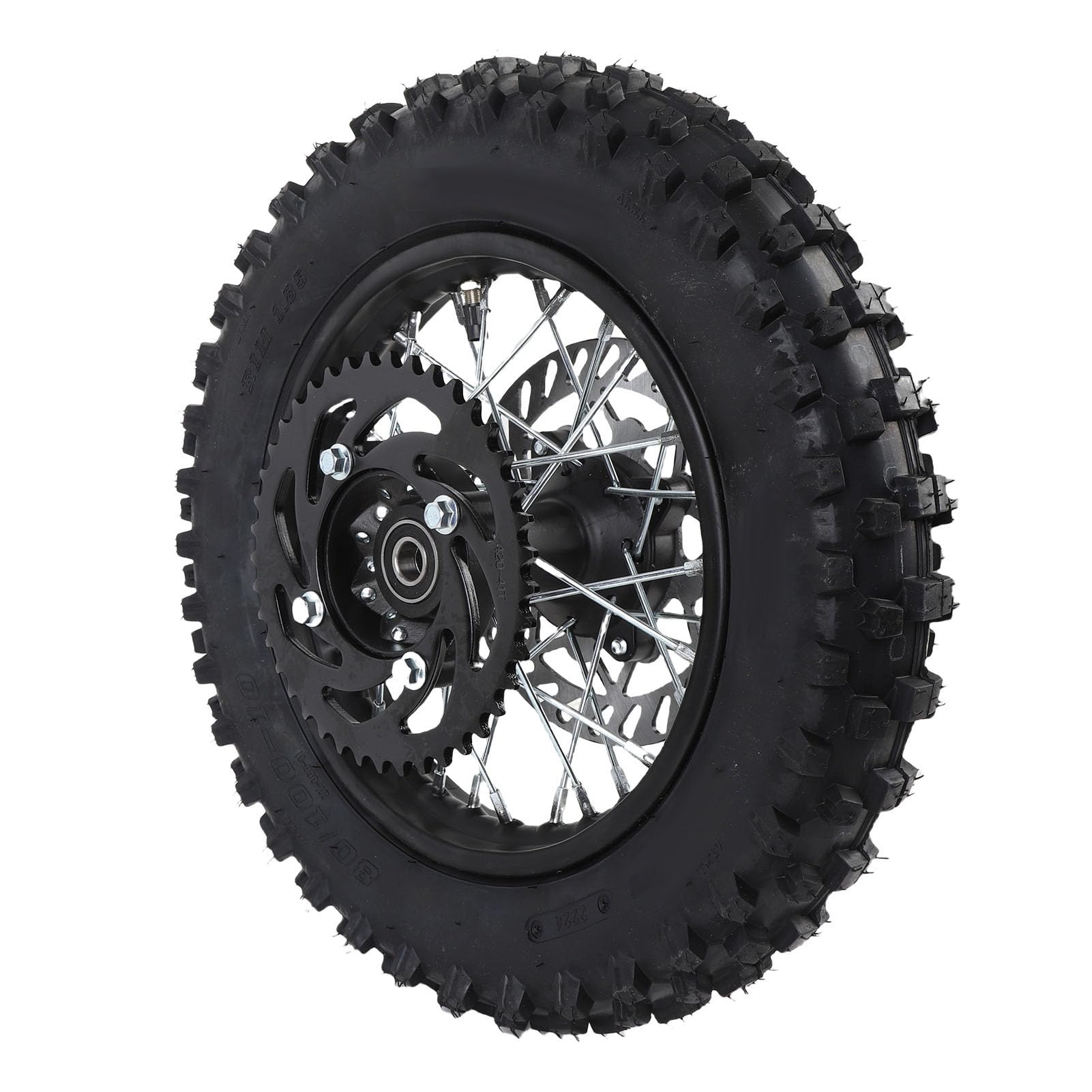 Keenso Conjunto de Neumático de Llanta de Rueda Trasera de 10 Pulgadas, 80 100 10 3.00 10 Diseñado con Precisión para Motos de Cross, con Eje de 12 Mm, Rotor de Freno de 190 Mm, Piñón