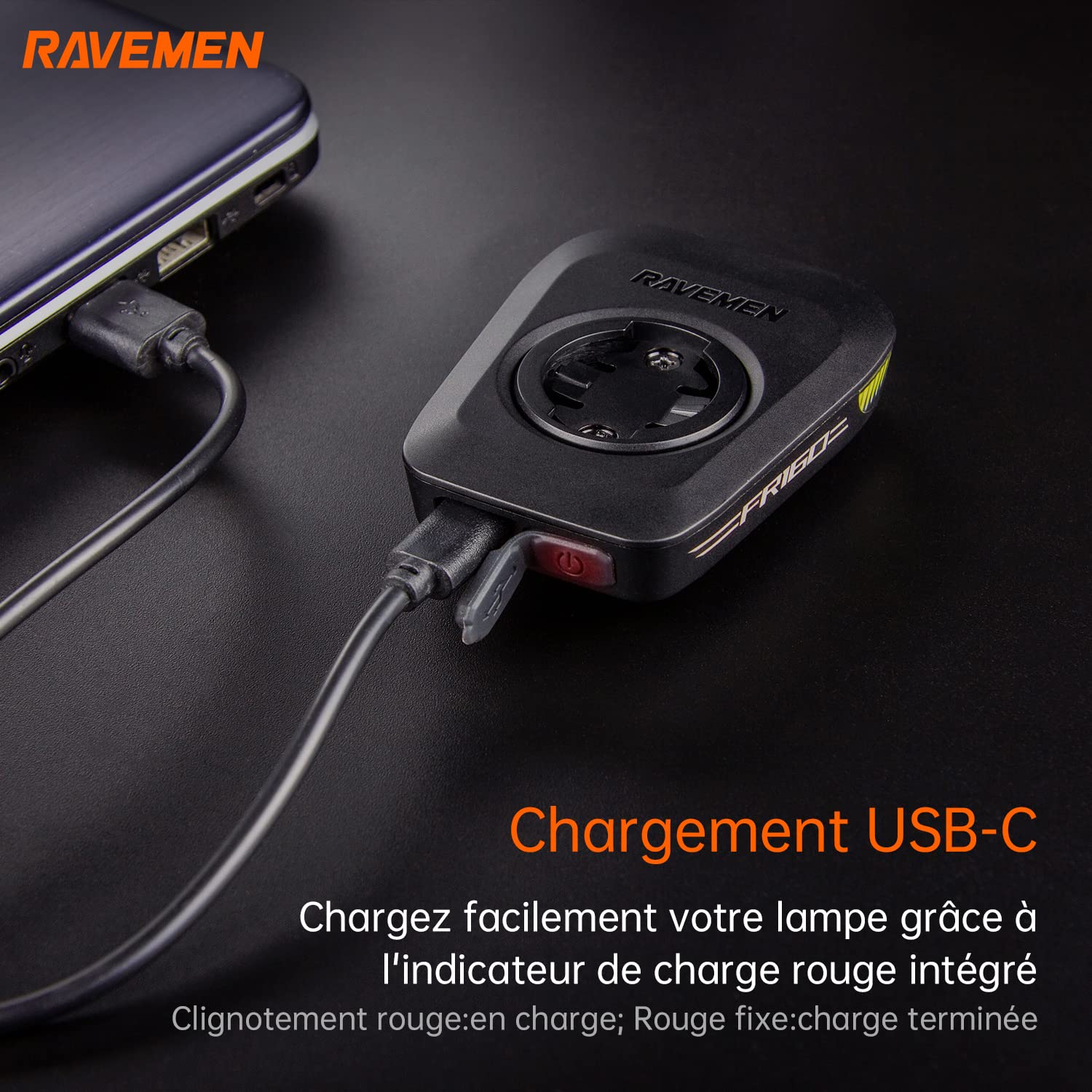 RAVEMEN FR160 Éclairage de Vélo pour Diurne Compatible avec Garmin/Wahoo/iGPSPORT/COOSPO Compteurs Vélo,6 Modes Compteurs/GPS Vélo Accessoires,Étanchéité IPX6 USB C(Protégés par Un Brevet)