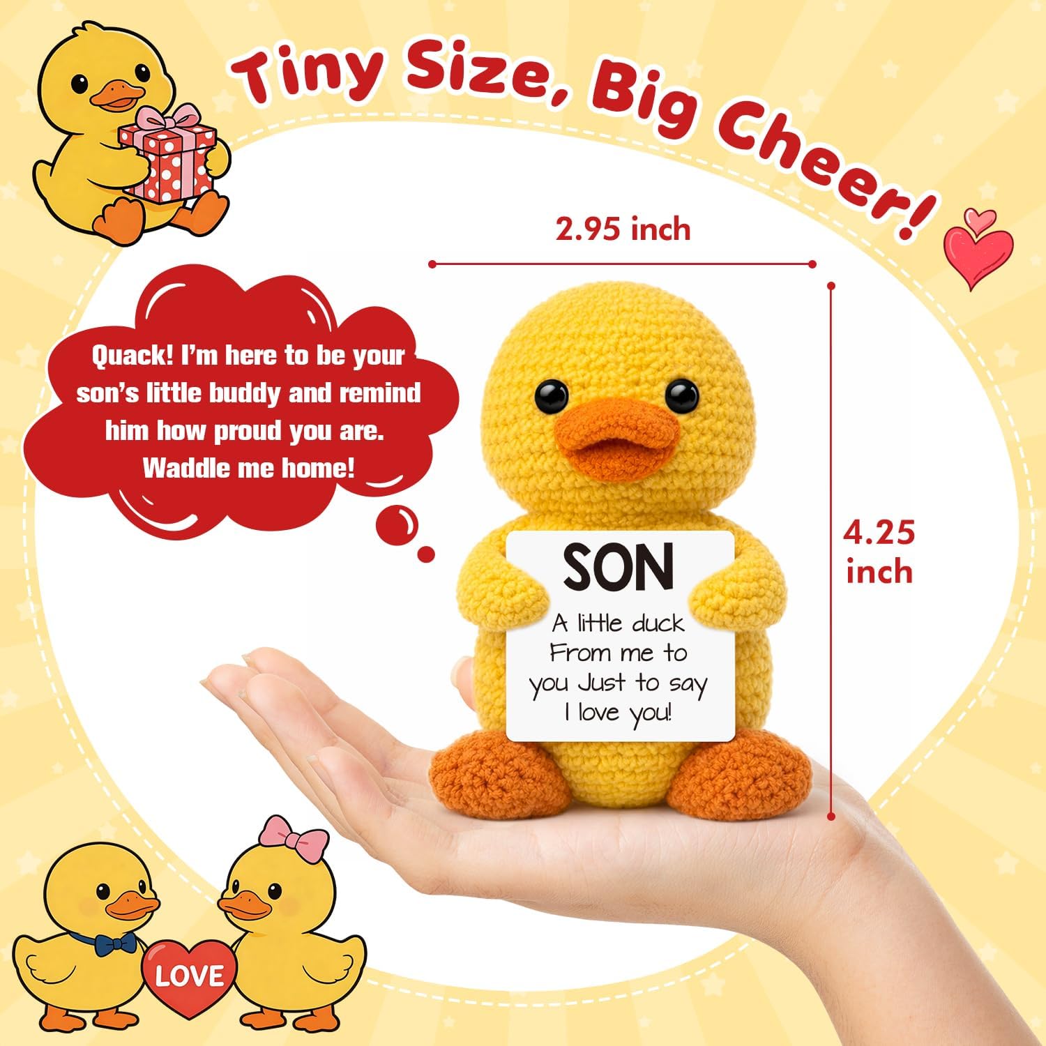 Year Old Boy Birthday Son Graduation Gift for Him,Son Gifts from Mom Dad,Handmade Crochet Duck Gifts for Teen Boys Adults Son in Law Bonus Step, for Adult Son