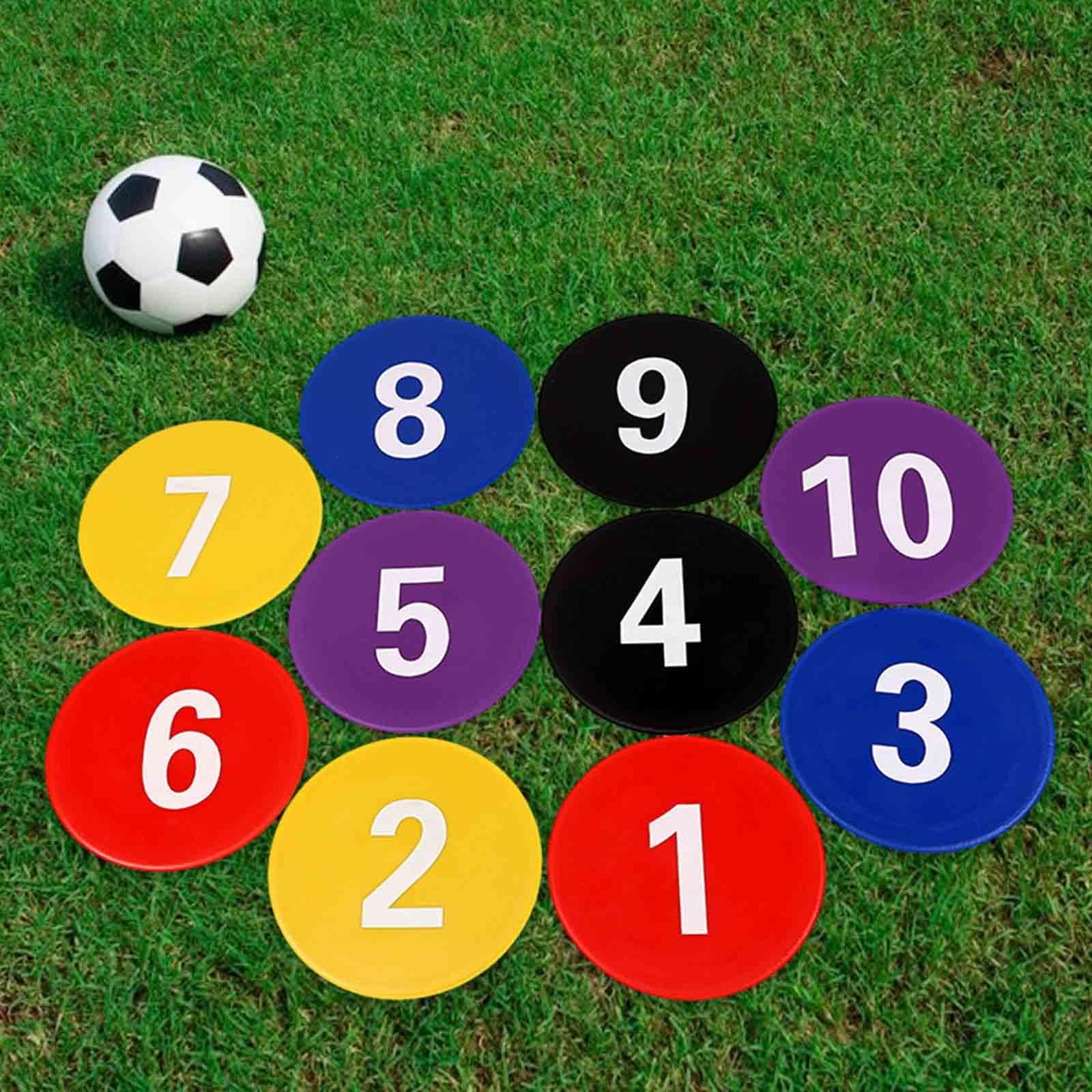 rockible 10 Marcatori da Pavimento Numerati, Punti di Riferimento, Marcatori da Allenamento, Marcatori a Disco Piatto, per Allenamenti di Basket E Calcio