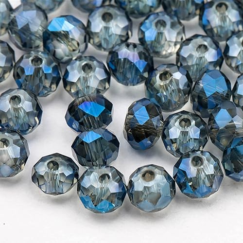 Niziky 330 cuentas de cristal Briolette, cuentas espaciadoras de Rondelle facetadas azules de 0.315 pulgadas para hacer joyas, proyectos de