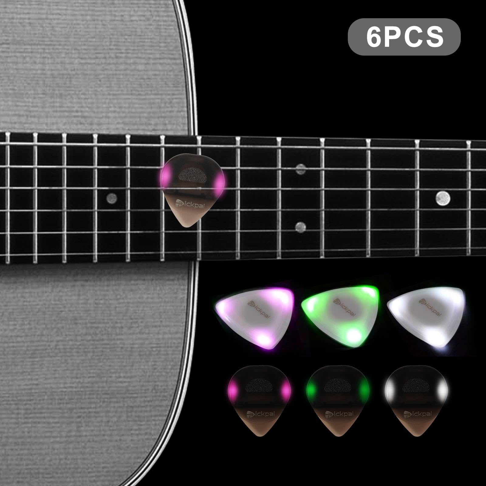 MagiDeal 6x Púas de Guitarra Iluminadas Coloridas Púas Compactas Iluminadas para Guitarra para