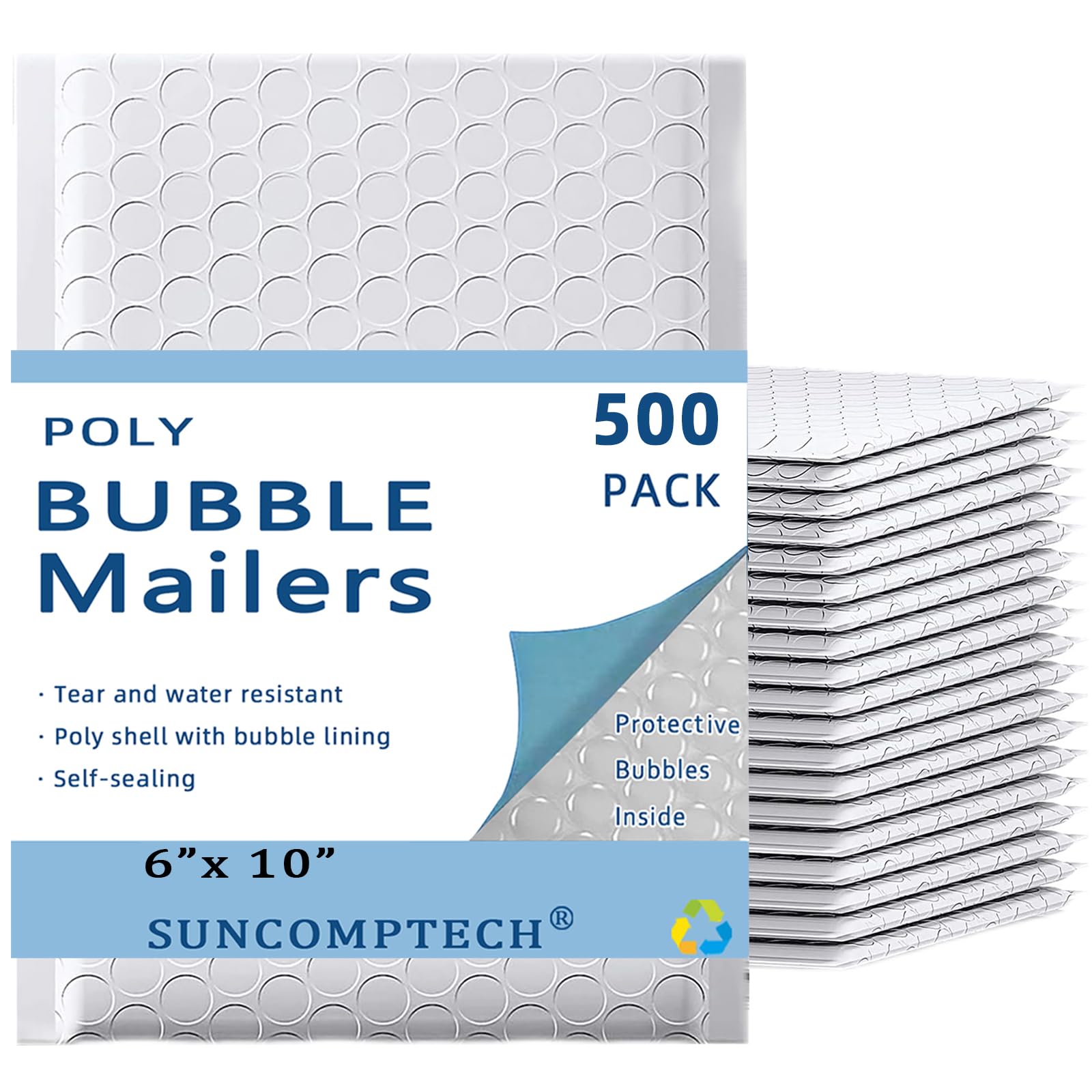 25 50 100 200 500 1000 Pieces, 6x10 inch, Self Seal Waterproof Mailing Envelopes, Poly Bubble Mailers Shipping Bags, Bubble Padded Envelopes, Bulk