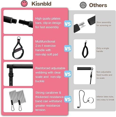 Miniatura 4 de Kit de barra de pilates con bandas de resistencia, barra de pilates multifuncional con 3 bandas de resistencia para ejercicio, equipo de pilates