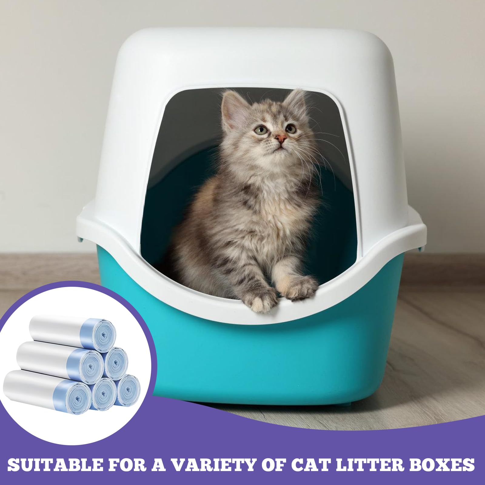 Sacchetti Per Lettiera Gatti Con Maniglia - 90 Pezzi, 6 Rotoli - Resistenti E Autopulenti