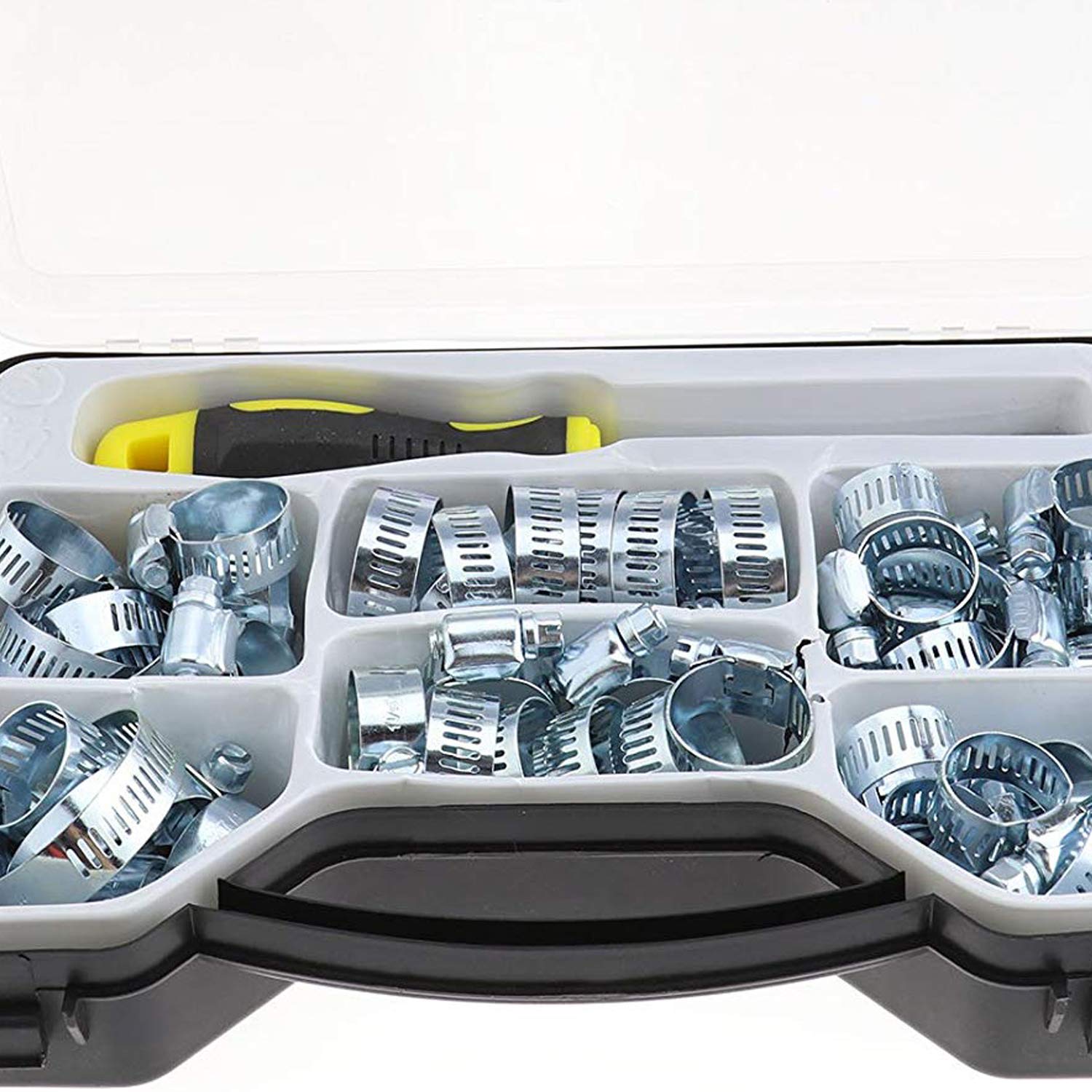 Set di 50 fascette per tubi flessibili regolabili da 13 a 44 mm, in acciaio al carbonio, viti per tubi flessibili