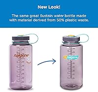 Vista 2 de Nalgene Sustain - Botella de agua de tritán sin bisfenol A (BPA) hecha con 50% de material derivado de plástico reciclado, 32 oz, boca ancha