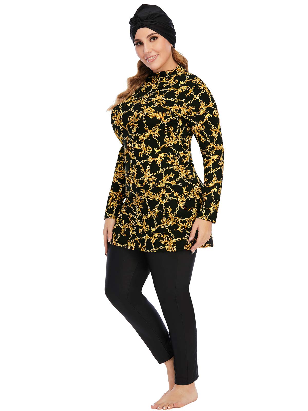 Donna Modesto Costume Da Bagno 3 Pezzi Copertura Completa Hijab Burkini Musulmano Costumi da Bagno