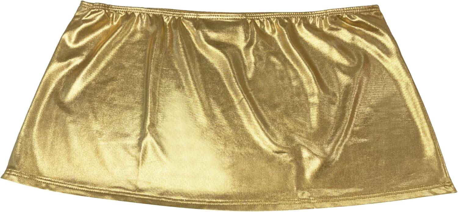 Women's Gold Metallic Sexy Mini Skirt (Faux PVC Leather Wet Look Micro Skirt) - Image 2