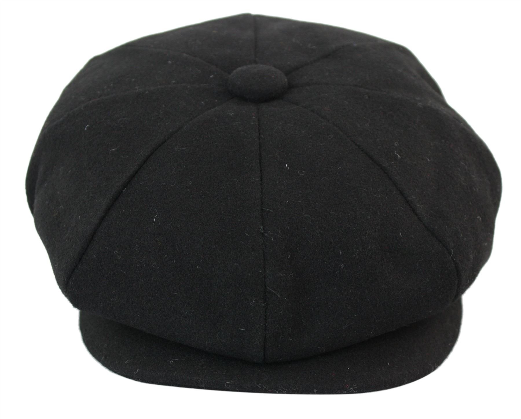 Truclothing Men's Black Tweed Newsboy Cap Baker Boy Flat Grandad Hat 8 Panel Plain Xxl