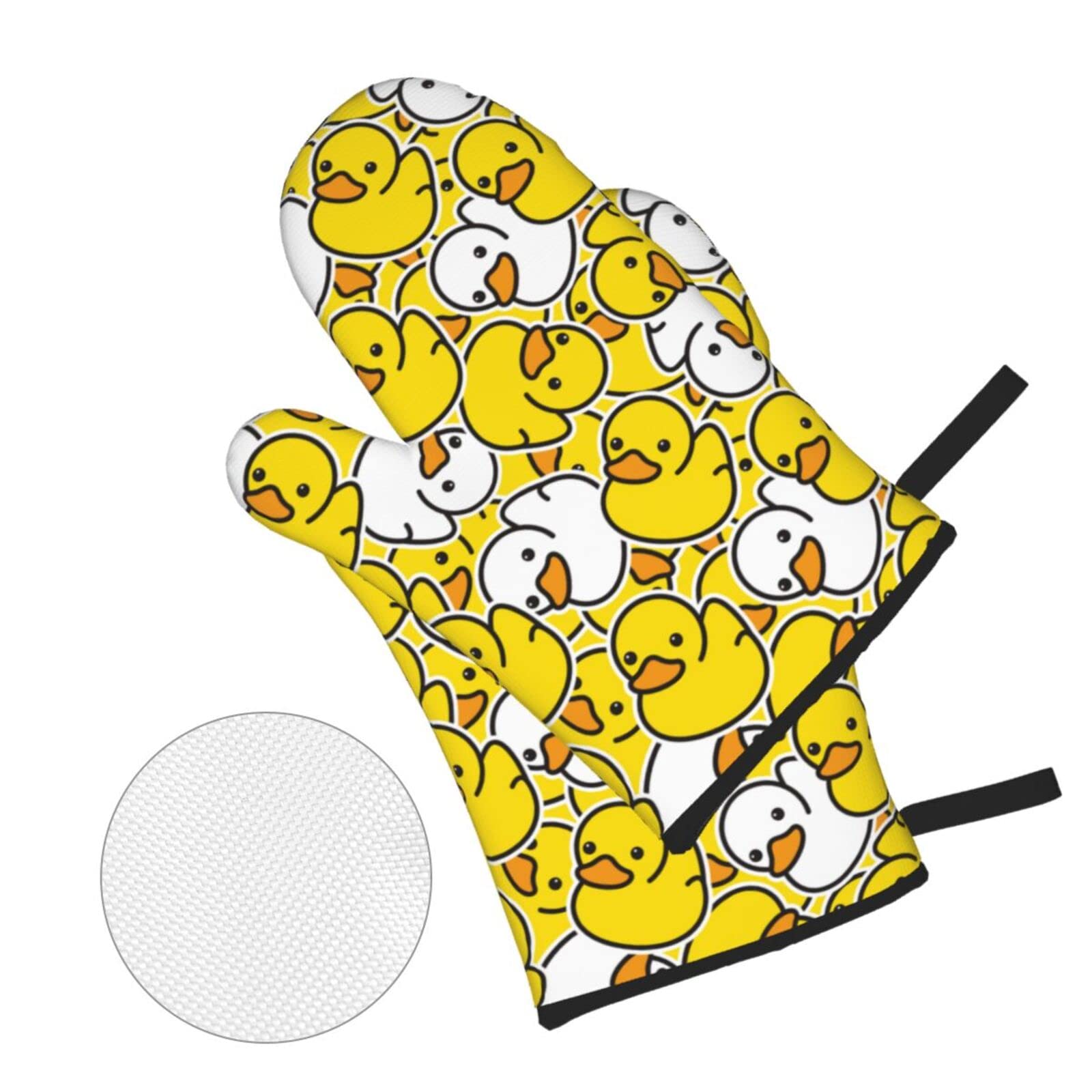 Lot De 2 Maniques Et Gants De Cuisine - Jaune Moutarde/Noir, Résistants à La Chaleur, Imperméables - Pour Four, BBQ, Pâtisserie - 6