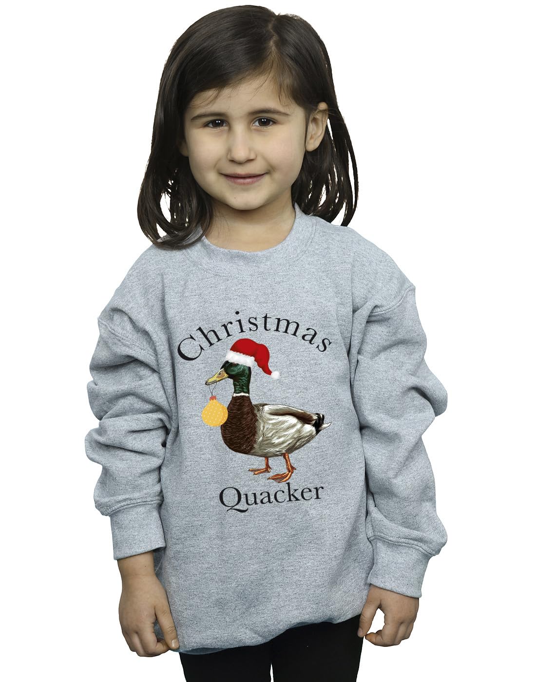 Absolute Cult Christmas Girls Quacker Duck Sweatshirt Sport Grey 3-4 Years