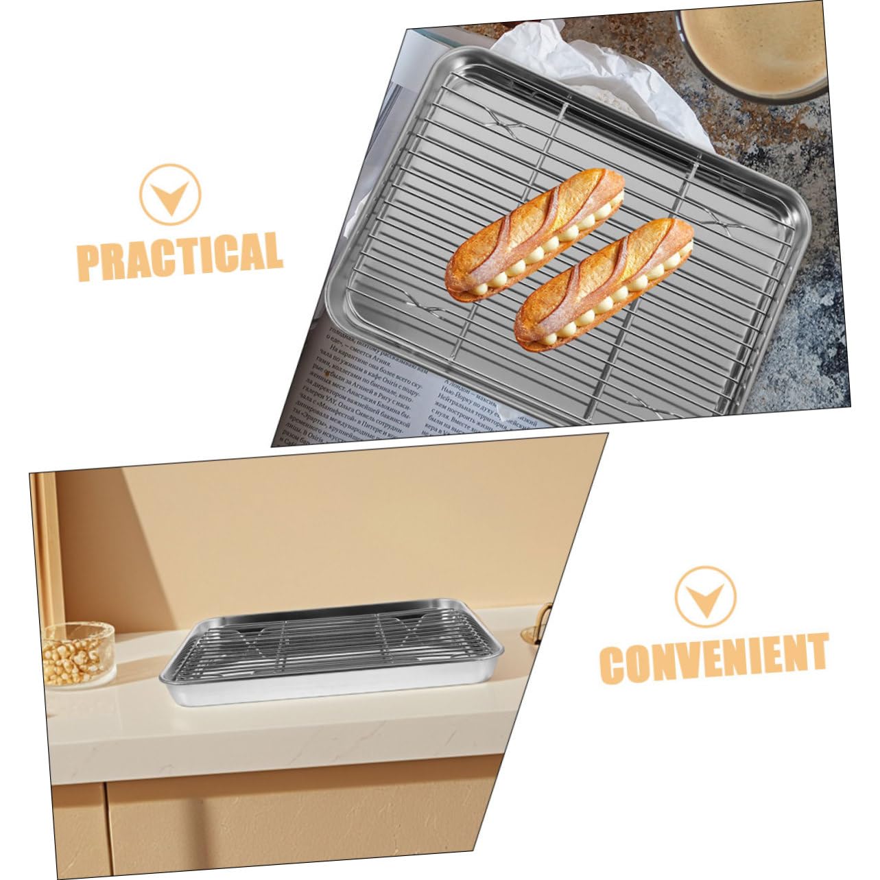 SHINEOFI Teglia per Biscotti Raffreddamento in Acciaio Inox Teglia per Toast per Uso con Carne e Pancetta per Forno e Cucina