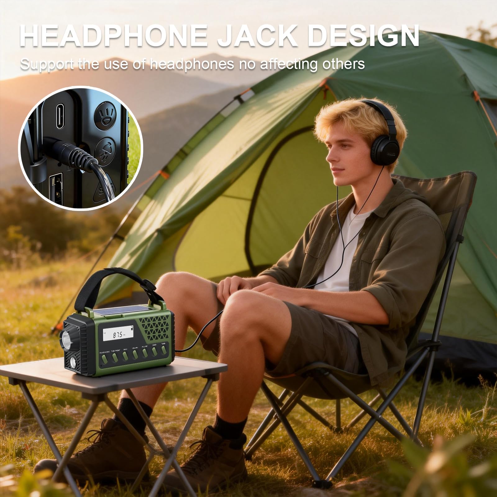 Gemmac 10000mAh Radio a Pilas con Bluetooth, Am/FM/SW Transistor Radio Solar de Emergencia con Manivela Portátil Pequeña Power Bank, Alarma SOS, Brújula, Linterna, Luz de Lectura para Supervivencia