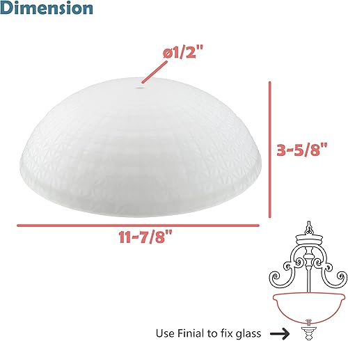 Miniatura 3 de Aspen Creative 25015-76-1, montaje empotradosemiempotrado esmerilado con pantalla de vidrio con patrón de diamante, agujero central de 12 pulgada,