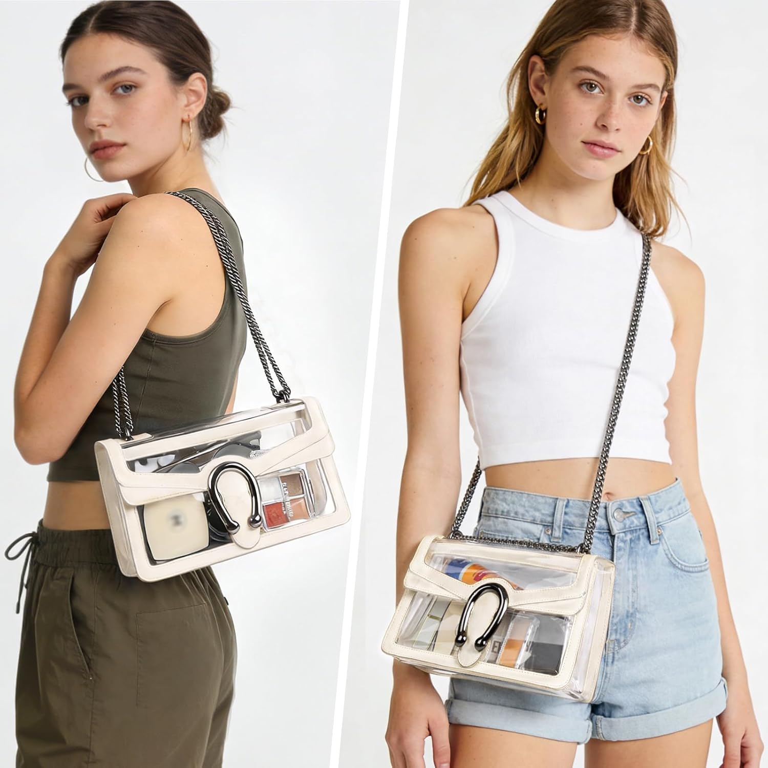 Joryin Women's Stadium Approved Crossbody Bag for Women, Small Clear Bag Shoudler Purse with Chain Strap - Image 2