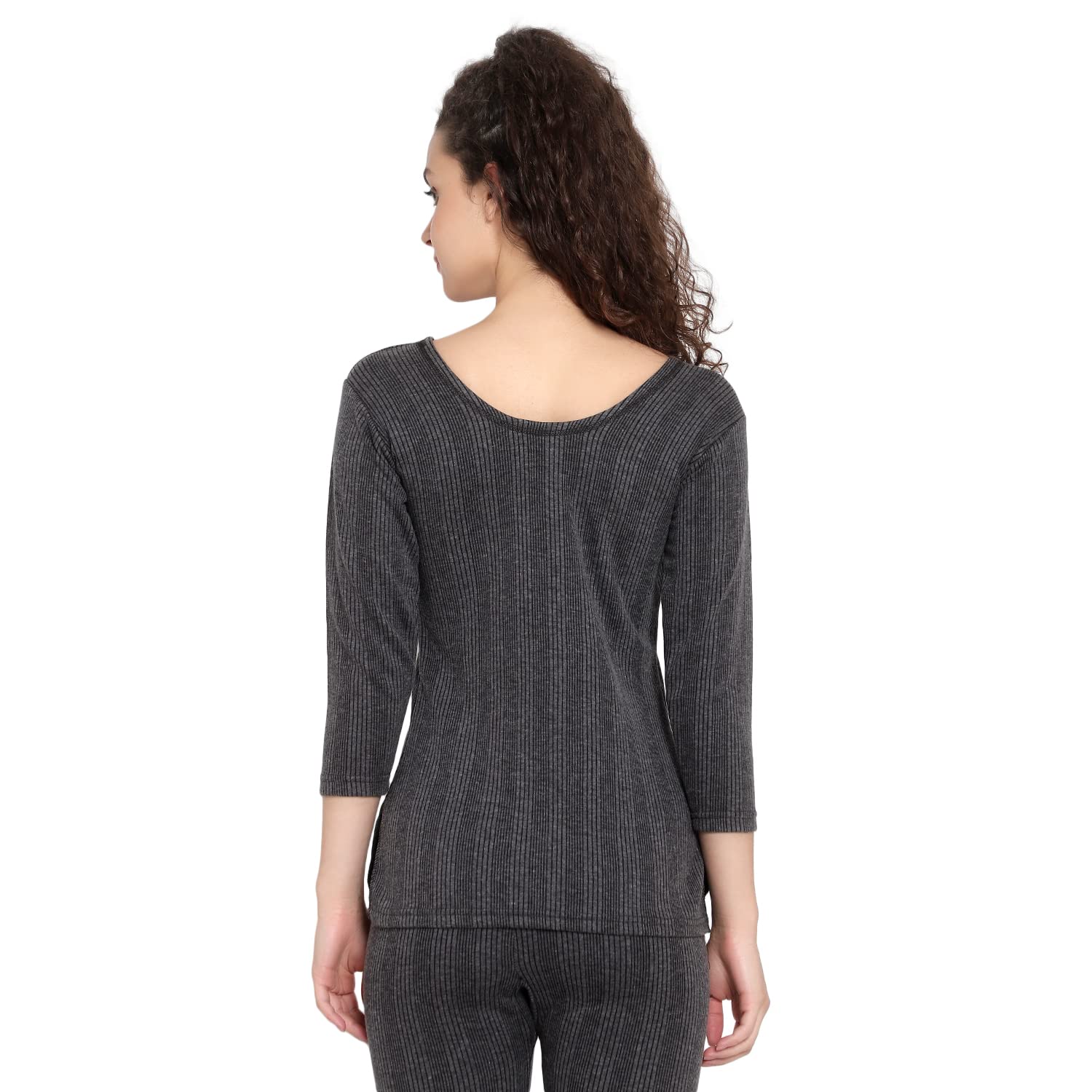 Sky Heights Women 3/4th Sleeve Thermal Tops Combo of 2 (Grey and White) - Image 2 thumbnail