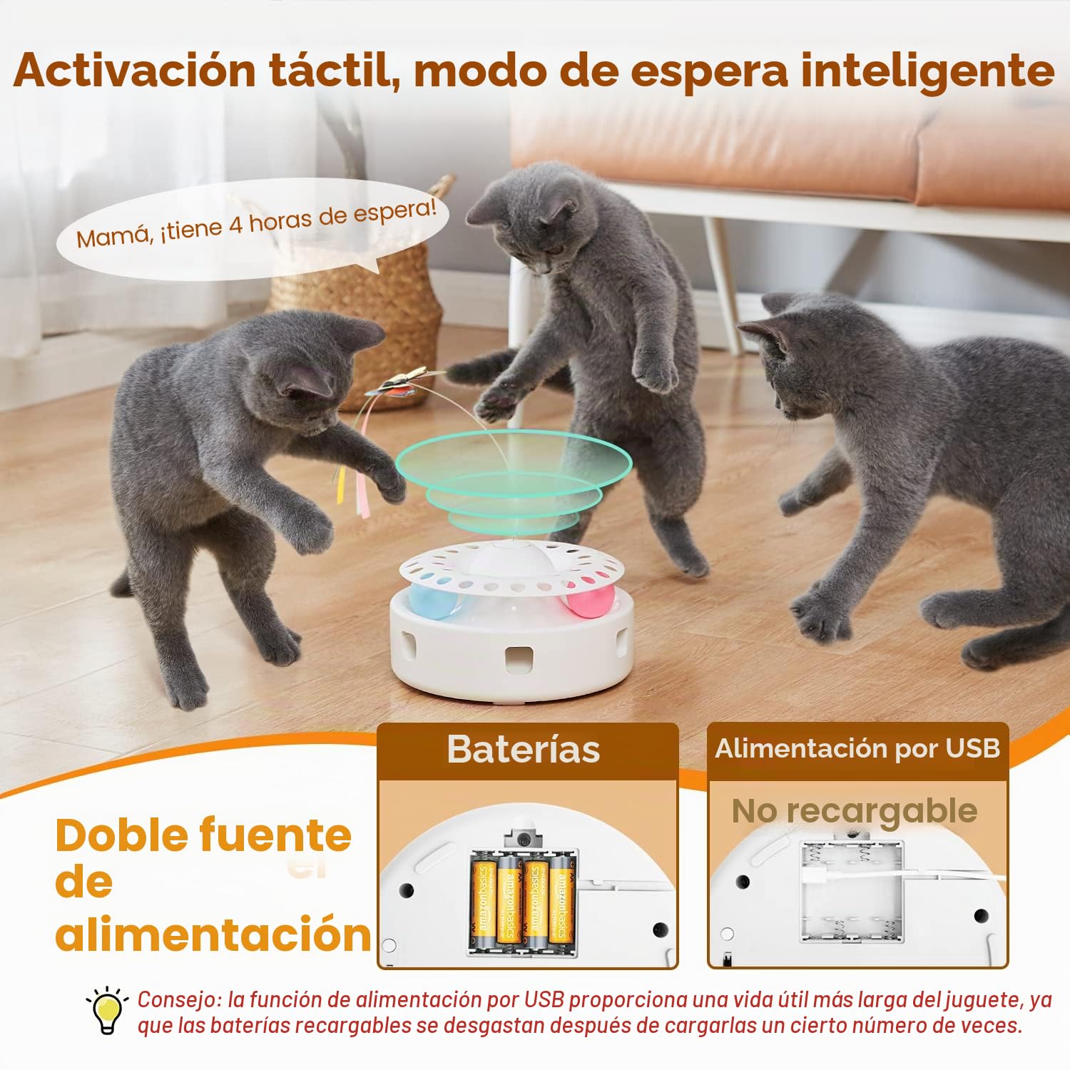 Potaroma Cat Toys 3 en 1 Smart Interactive Electronic Kitten Toy, Fluttering Butterfly, Random Moving Ambush Feather, Catnip Bell Track Balls, Dual Power Supplies, Indoor Exercise Cat Kicker