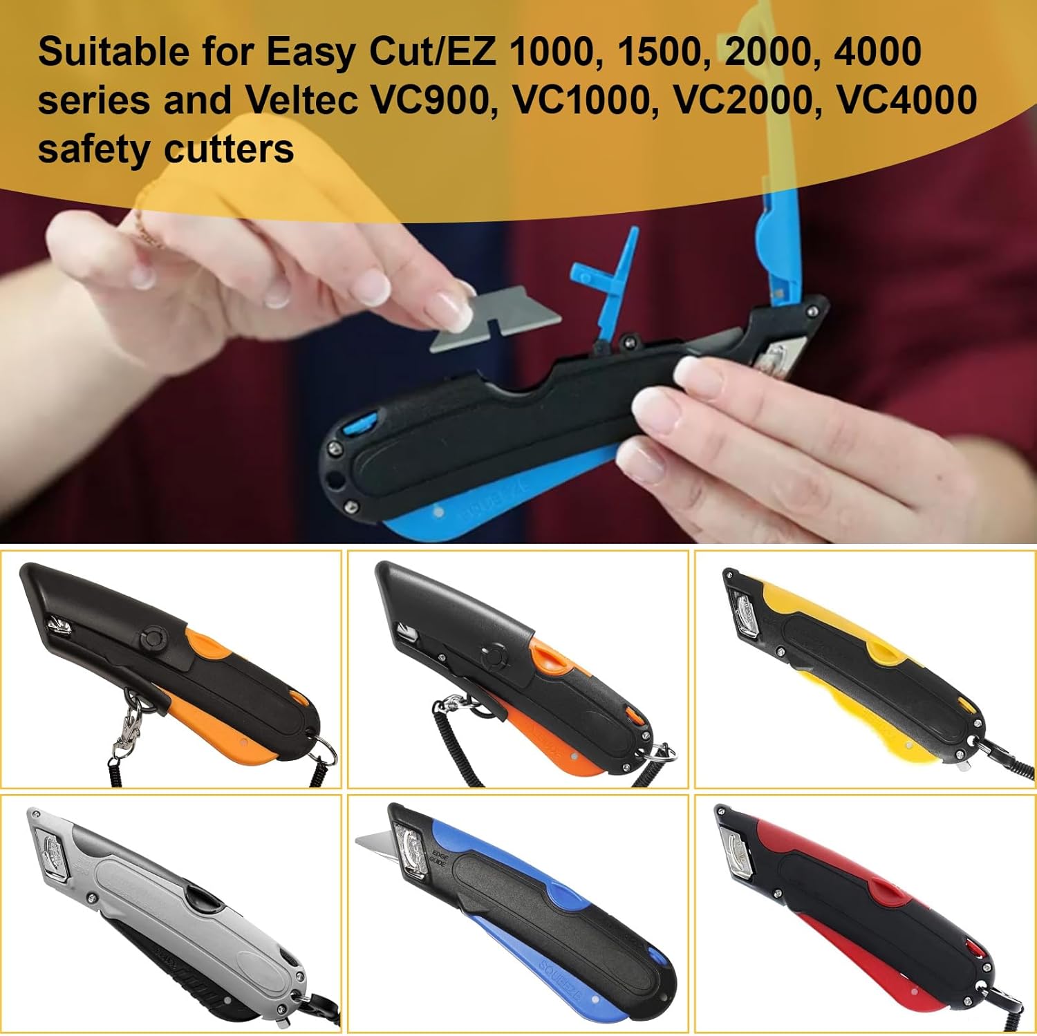 20 Pack Cutter Replacement Blades for Easy Cut, Blade Suitable for Easy Cut/EZ 1000, 1500, 2000, 4000 series and Veltec VC900, VC1000, VC2000, VC4000 safety cutters