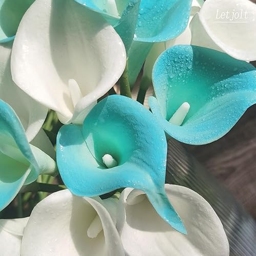 Miniatura 6 de Letjolt Ramo de flores artificiales de lirio de pavo real, 20 unidades, para boda, novia, ducha, bendición, decoración del hogar, flores de lirios