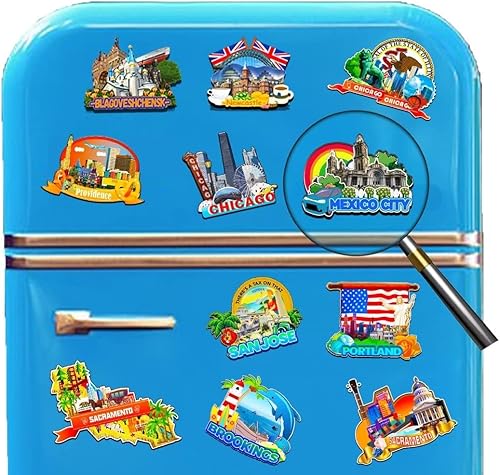 Miniatura 4 de Imán de la Ciudad de México para nevera de madera 3D, monumentos de viaje, coleccionables, recuerdos, decoración hecha a mano -2304