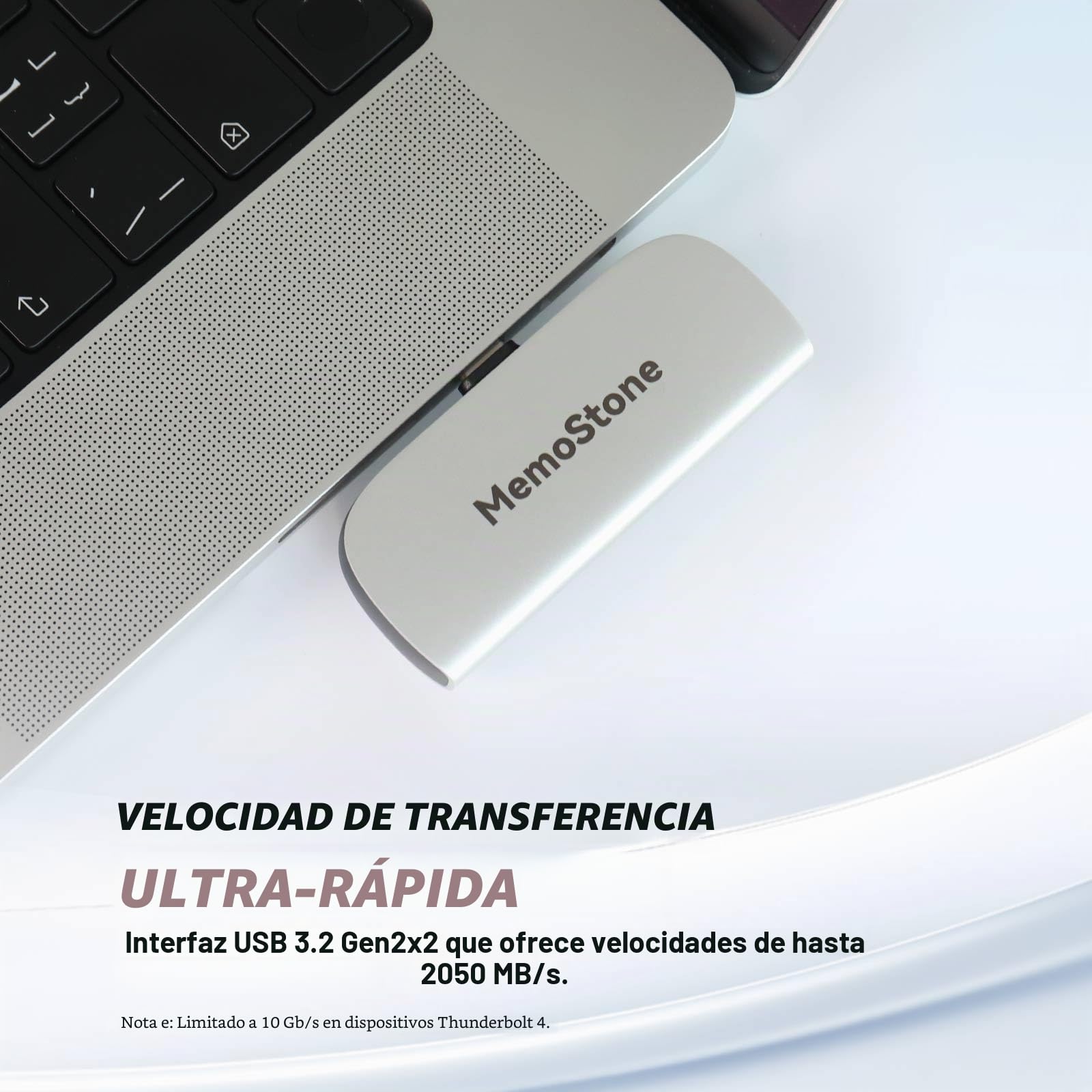 KingSpec MemoStone - SSD externo portátil USB-C de 2 TB de 2000 MB/s, unidad de estado sólido de alta velocidad con interfaz USB 3.2 Gen2x2 de 20 Gb/s, compatible con iPhones/tabletas/portátiles de