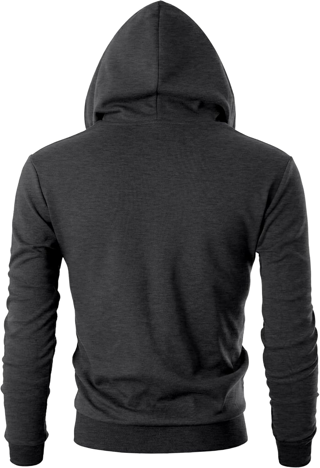 Ohoo Mens Slim Fit Double Slide Zipper Zip Up Hooded Sweatshirt Lightweight Long Sleeve Hoodie Jacket with Kanga Pocket - Image 3