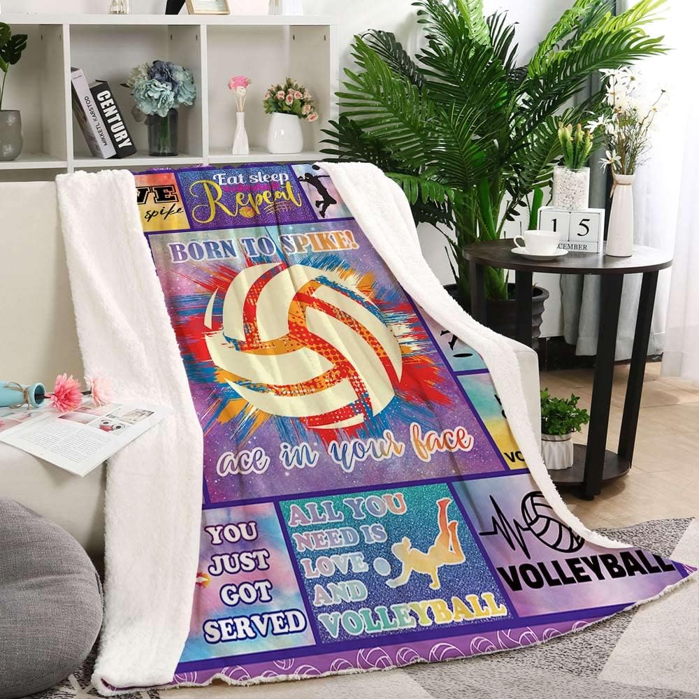 Volleyball Blanket, Gifts for Teen Girls and Team, Lightweight Soft Warm Cozy Fuzzy Throw for Office Home Bedroom Sofa 50"x 60"
