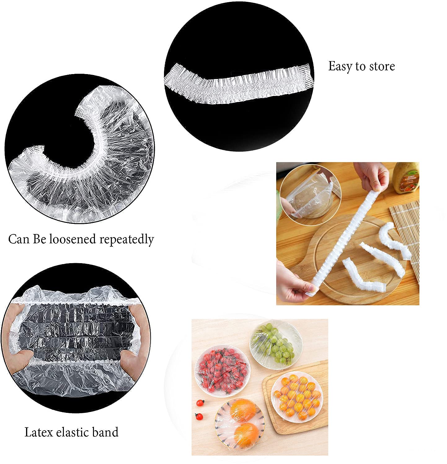 Homelove 300 coperture per ciotole in plastica per alimenti, riutilizzabili, elastiche, elasticizzate, per conservare la freschezza, per cucina, sala