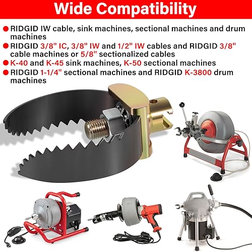 Miniatura 2 de 52817 2-12" T-231 - Cortador en C resistente, herramienta de limpieza de drenaje, compatible con máquinas de fregadero RIDGID K-40 y K-45, máquinas