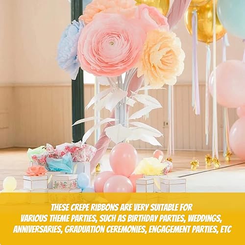Miniatura 7 de Papel crepé, 8 rollos de serpentinas de papel crepé anchas de 10 pulgadas x 8 pies, arreglos florales artificiales, kits de fabricación de flores,