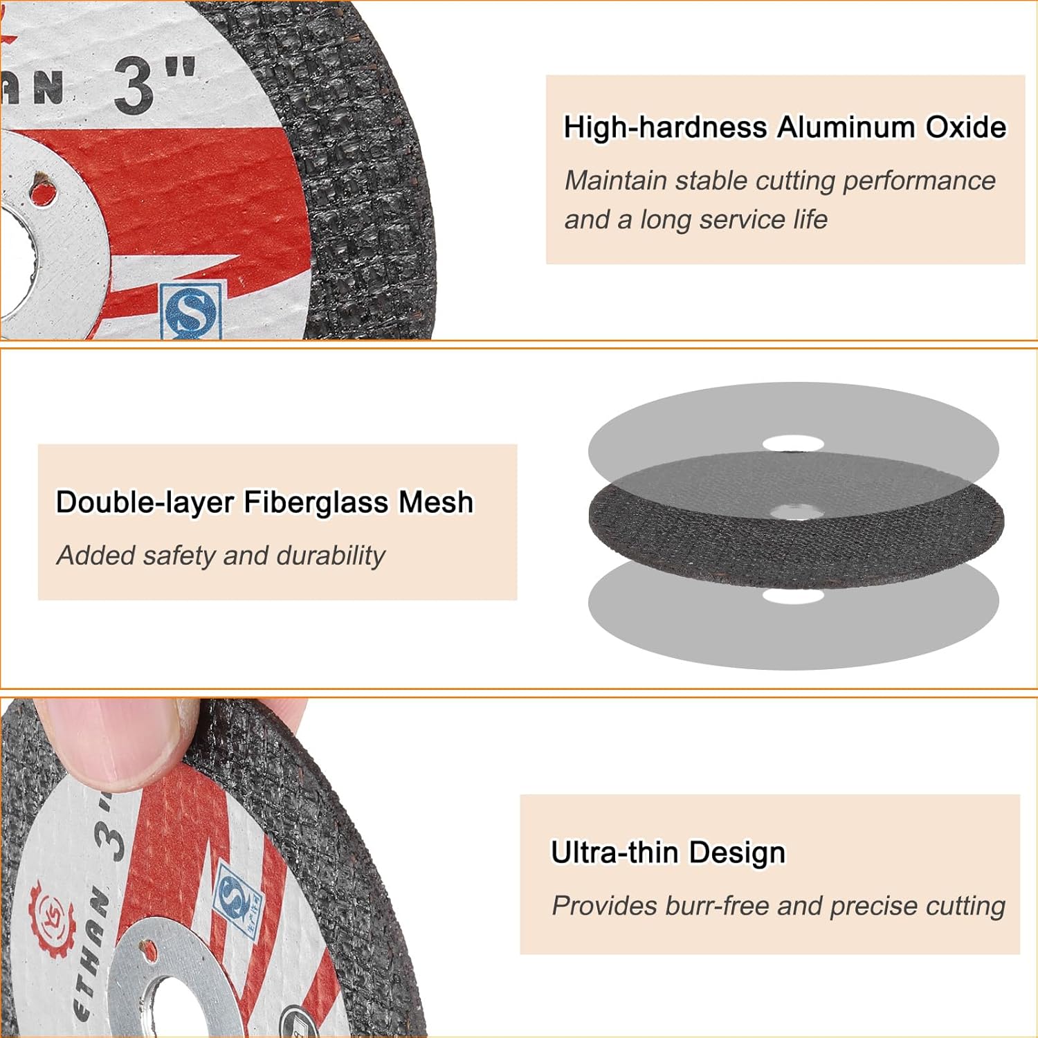 HARFINGTON 25pcs Cut Off Wheels 3" x 1/20" x 3/8" Ultra Thin Cut-Off Wheels Angle Grinder Cutting Discs General Metal Cutting Disc for Stainless Steel Cast Iron Copper, Black