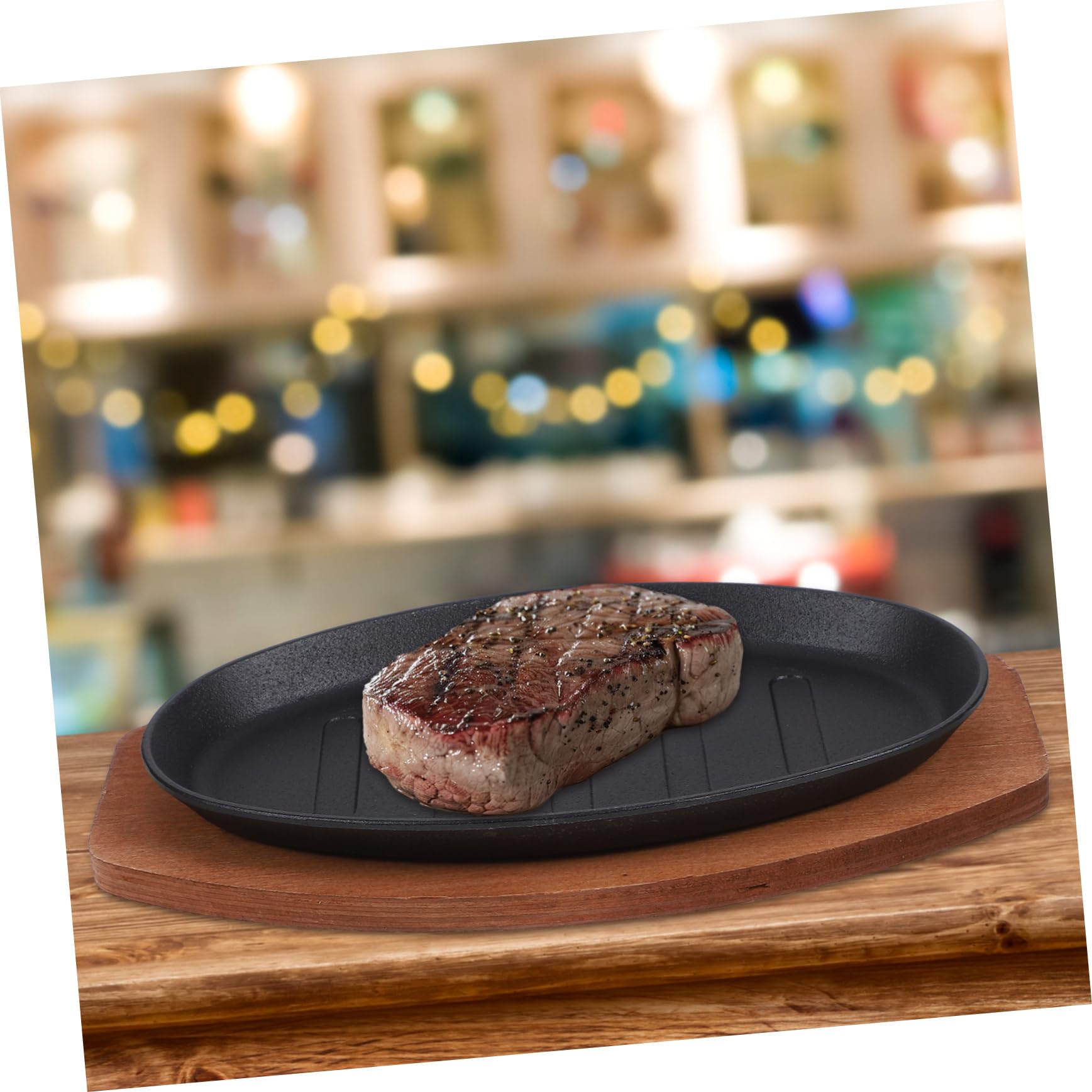 Plato Hierro Fundido Carne, Plancha Asar 1 Juego con Base
