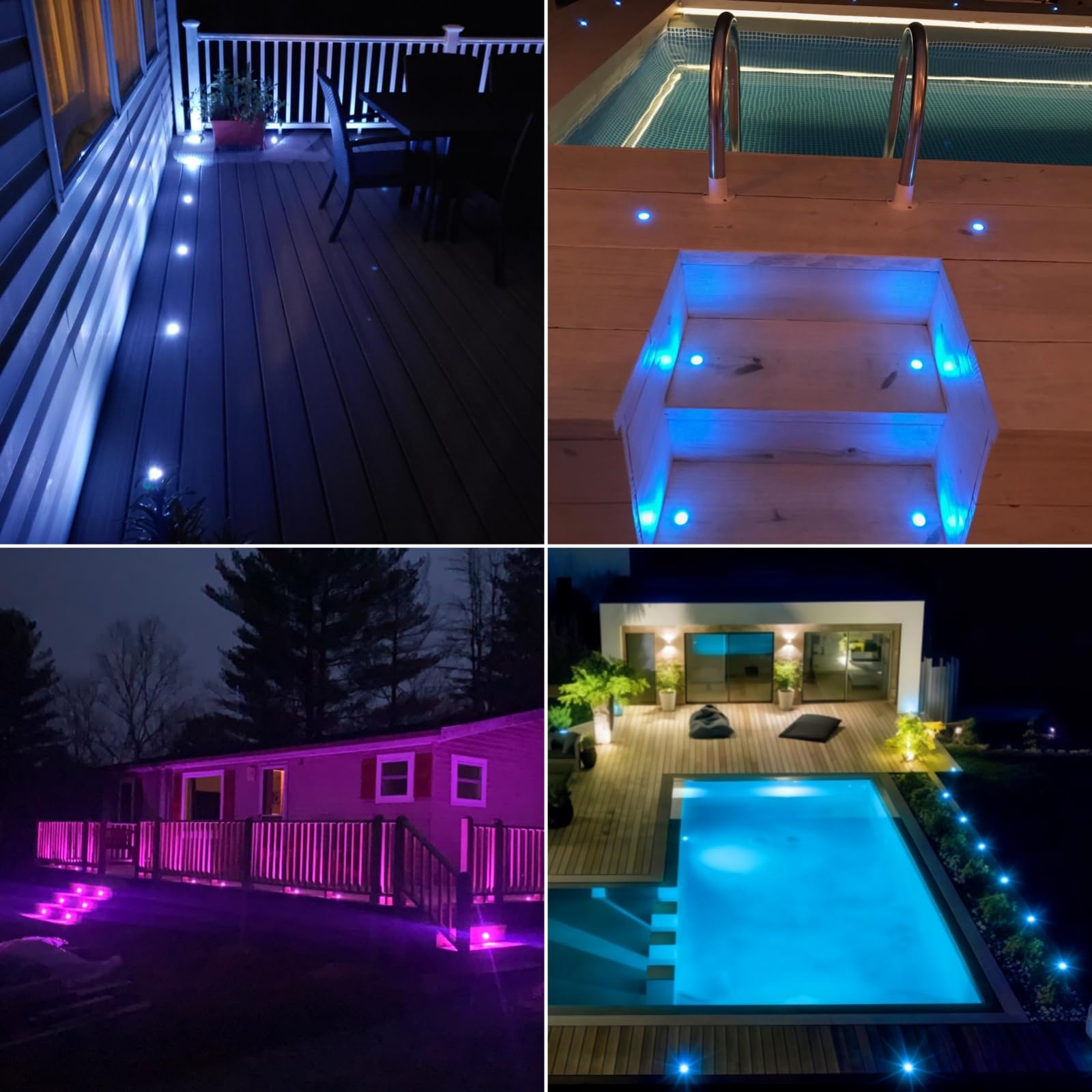 Terrassen Einbaustrahler Aussen, 12V Ø42mm LED Bodeneinbaustrahler mit Timer, IP67 wasserdicht Terrassen Einbaustrahler für Außen-12er Set RGB+warmweiß, Terassenbeleuchtungen Garten Spot