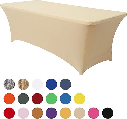 Miniatura 317 de Obstal Funda de mesa de elastano elástica de 4 pies para mesas plegables estándar, paquete de 2 manteles rectangulares universales ajustables