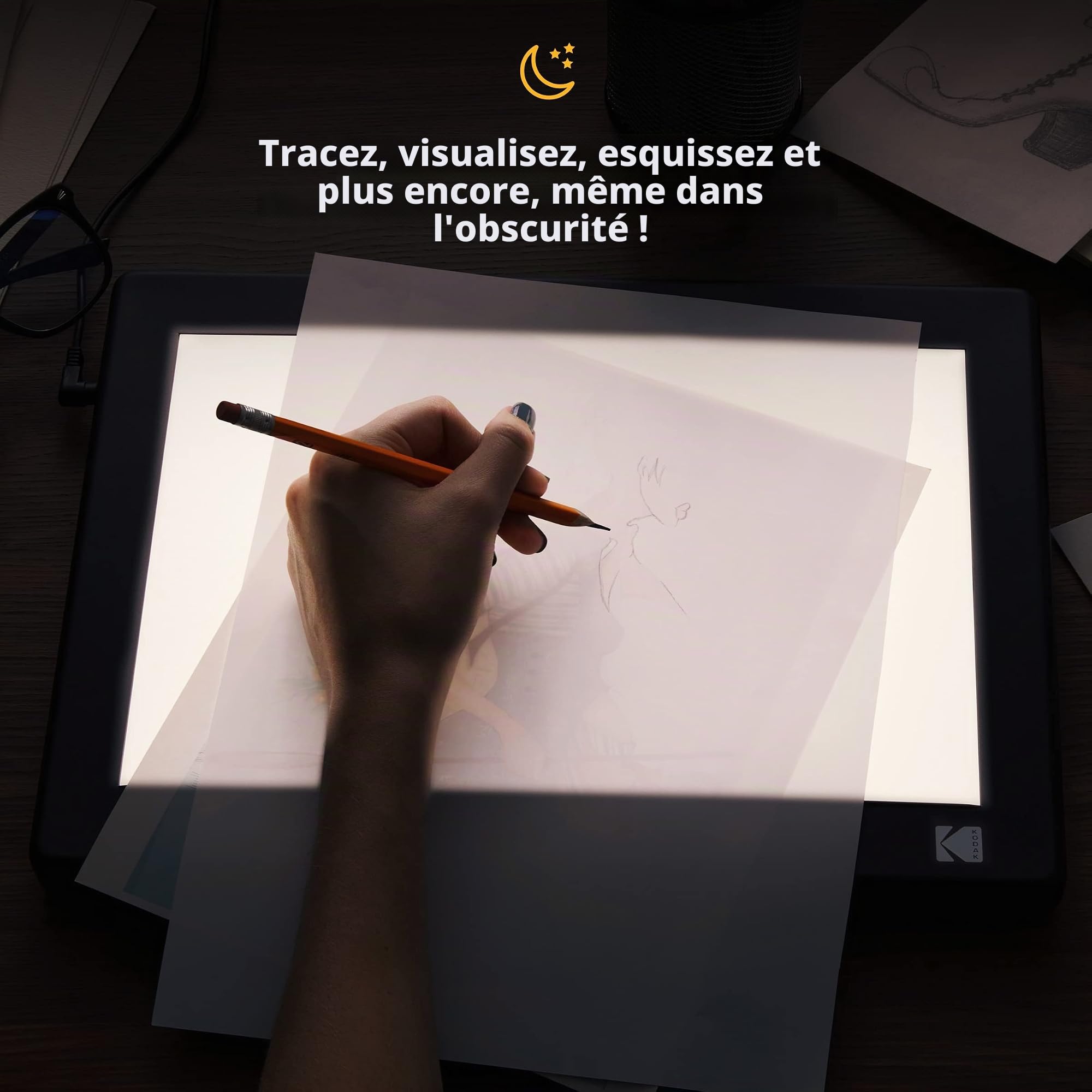 KODAK Boîte à lumière LED 17,8 x 12,7 cm pour négatifs, diapositives et films | Panneau lumineux pour visualiser et numériser des photos, dessin de tatouage, esquisse d'artiste, pochoir