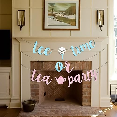 Miniatura 4 de Sursurprise Decoraciones de golf para revelación de género, pancarta para la hora de la camiseta o fiesta de té, rosa y azul para niños o niñas