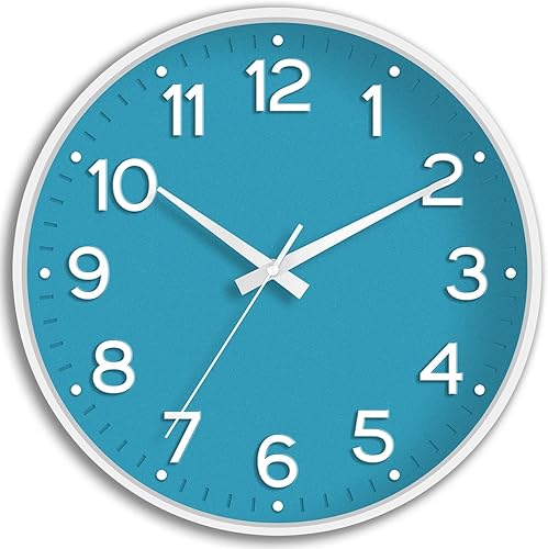 Miniatura 22 de Reloj de pared verde, silencioso, funciona con pilas, 8 pulgadas, moderno, analógico, sin tictac, decorativo, para cocina, oficina, baño, dormitorio