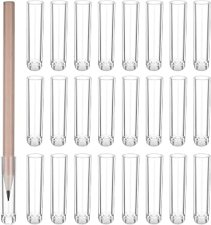 24 Pcs Transparent Plastic Pencil Caps, Pen Tip Protector Cover Clear Pencil Toppers Caps Wooden Pencils Extender Holders for Office Supplies