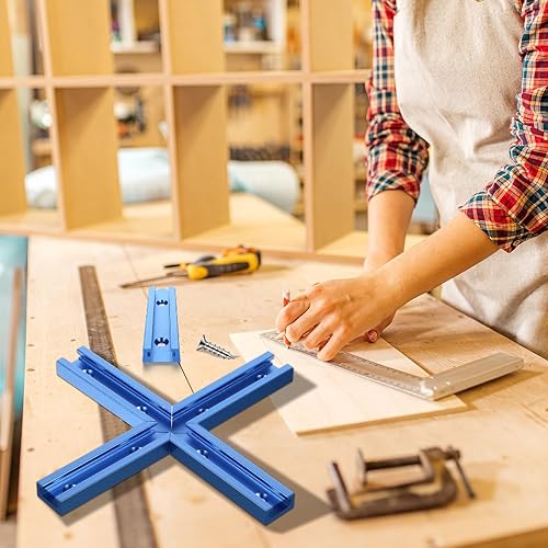 Miniatura 6 de Zonon Juego de 6 intersecciones de riel en T con tornillos de madera, pistas en T para intersección de carpintería, perfil de doble corte de 3