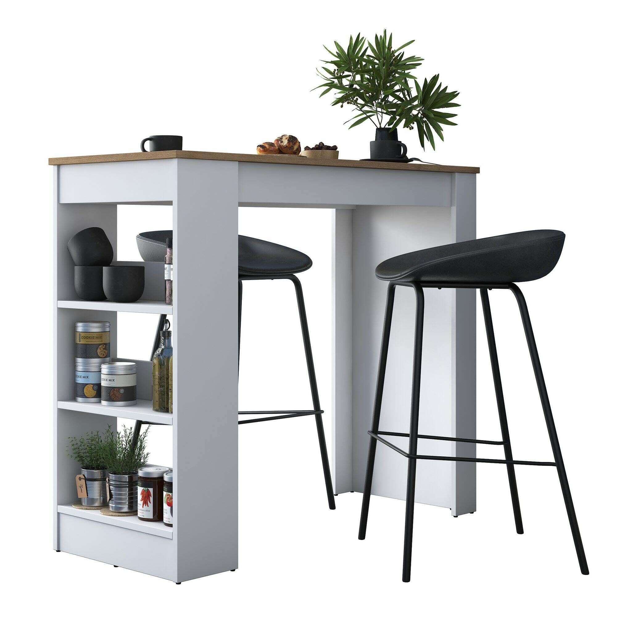 Dmora - Tavolo fisso Navi, Ripiano da cucina, Consolle per sala da pranzo, Ripiano rettangolare fisso, 120x50h100 cm, Noce e Bianco