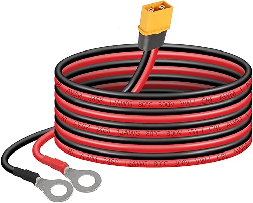 SinLoon XT60 - Cable de terminal de anillo tórico 12AWG 59 pulgadas XT60H macho a junta tórica, cable conector para aviones RC, juguete, autos,