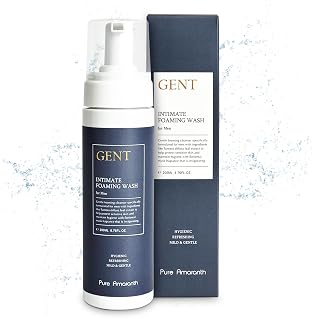 Amaranth GENT Foaming Intimate Wash for Men, Mens Genital Wash for Sensitive Skin, Moisturizing for Daily Use, Hygiene Product Helps Prevent Dryness, Odor, Itching (200ml / 6.8 fl oz)